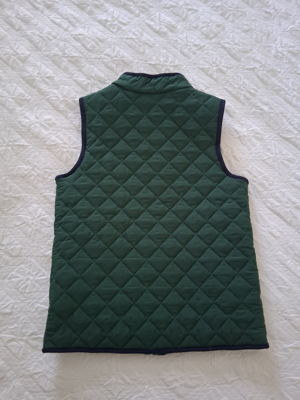 Quilted Green Kid's Fleece Lined Vest Navy Trim Boy's Size 7-8 Years Outdoors - Picture 7 of 8